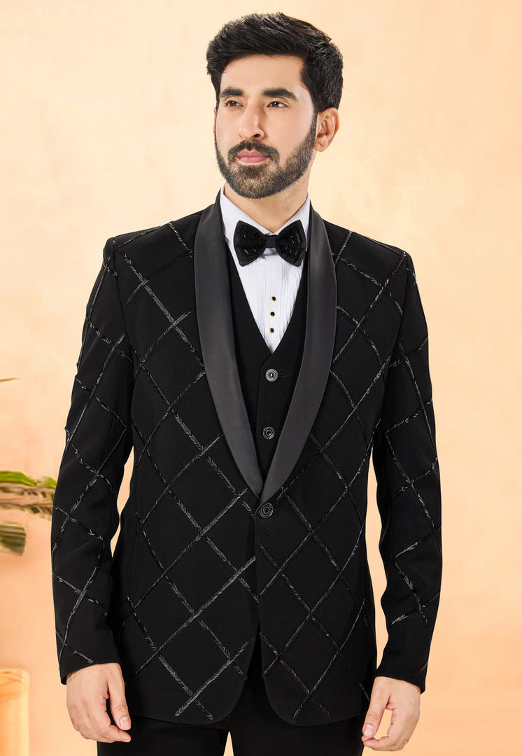 Black Rayon Tuxedos Suit
