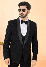 Load image into Gallery viewer, Black Rayon Tuxedos Suit
