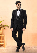 Load image into Gallery viewer, Black Rayon Tuxedos Suit
