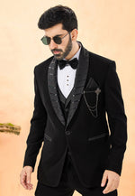 Load image into Gallery viewer, Black Rayon Tuxedos Suit

