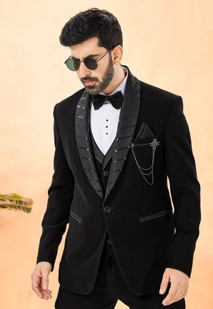 Black Rayon Tuxedos Suit
