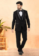 Load image into Gallery viewer, Black Rayon Tuxedos Suit
