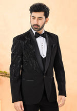 Load image into Gallery viewer, Black Rayon Tuxedos Suit
