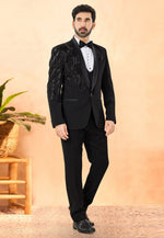 Load image into Gallery viewer, Black Rayon Tuxedos Suit
