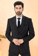 Load image into Gallery viewer, Black Rayon Tuxedos Suit
