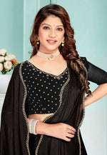 Load image into Gallery viewer, Black Satin Chiffon Saree With Blouse
