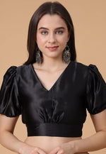 Load image into Gallery viewer, Black Satin Silk Readymade Blouse
