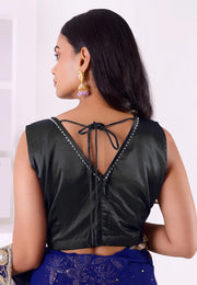 Black Satin Silk Readymade Blouse