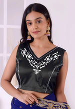 Load image into Gallery viewer, Black Satin Silk Readymade Blouse
