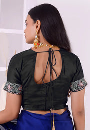 Black Satin Silk Readymade Blouse