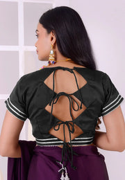 Black Satin Silk Readymade Blouse