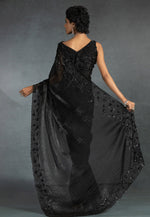 Load image into Gallery viewer, Black Satin Silk Saree With Blouse
