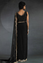 Load image into Gallery viewer, Black Satin Silk Saree With Blouse
