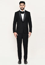 Load image into Gallery viewer, Black Satin Silk Tuxedos Suit
