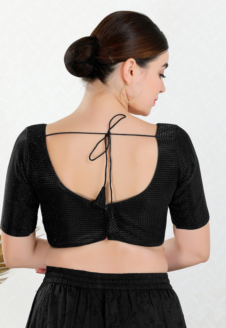Black Shimmer Readymade Blouse