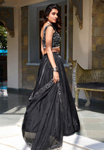 Load image into Gallery viewer, Black Silk Circular Lehenga Choli
