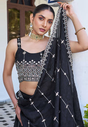 Black Silk Circular Lehenga Choli