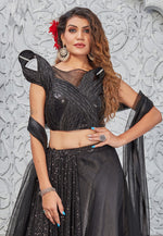 Load image into Gallery viewer, Black Silk Designer Lehenga

