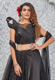 Black Silk Designer Lehenga