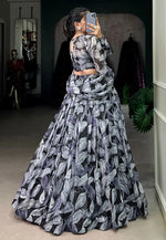 Load image into Gallery viewer, Black Silk Floral print Lehenga choli
