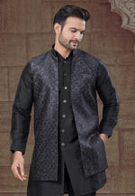 Load image into Gallery viewer, Black Silk Indo Western Suit
