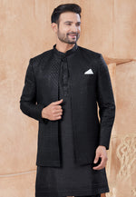 Load image into Gallery viewer, Black Silk Indo Western Suit
