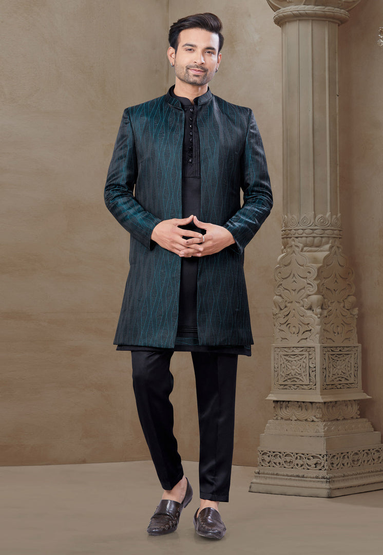 Black Silk Indo Western Suit