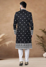 Load image into Gallery viewer, Black Silk Indo Western Suit
