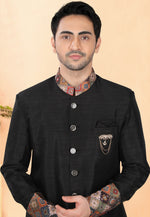Load image into Gallery viewer, Black Silk Indo Western Suit
