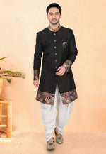 Load image into Gallery viewer, Black Silk Indo Western Suit
