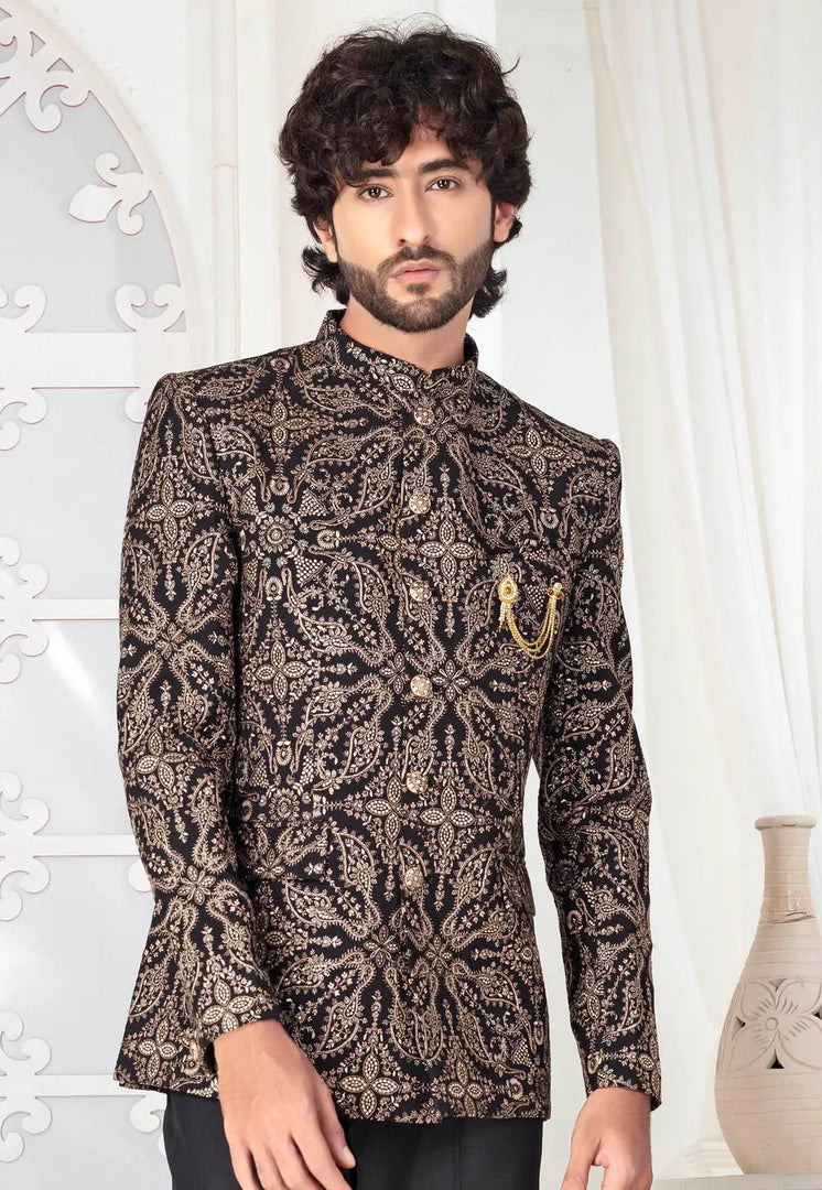 Black Silk Jodhpuri Suit