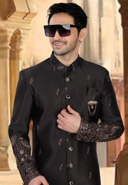 Black Silk Pakistani Sherwani