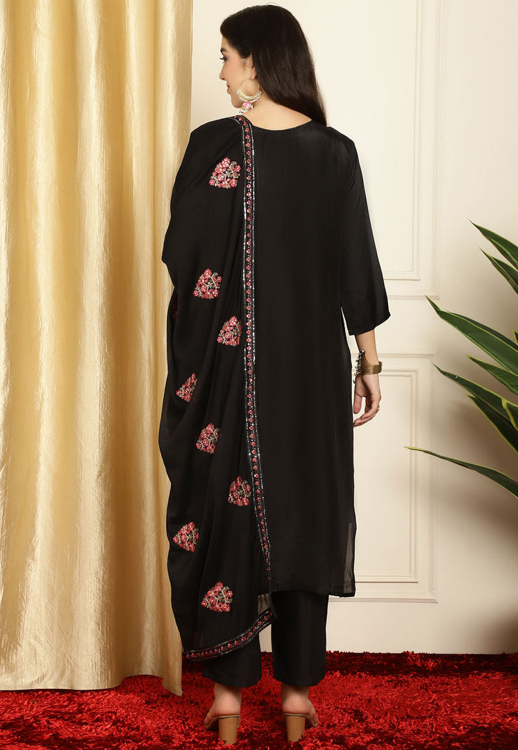 Black Silk Pant Style Suit
