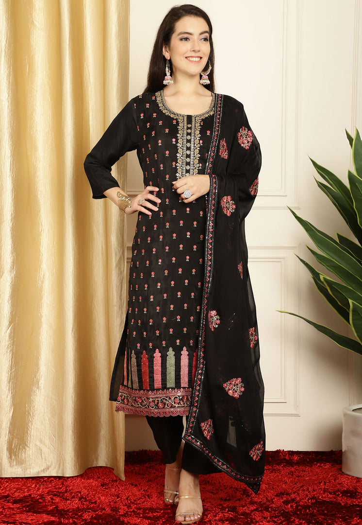Black Silk Pant Style Suit