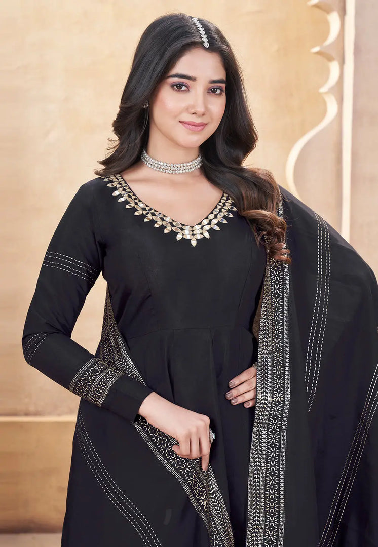 Black Silk Readymade Pakistani Suit
