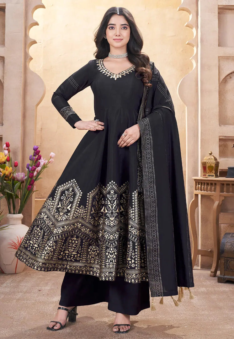 Black Silk Readymade Pakistani Suit
