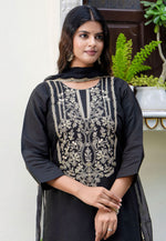 Load image into Gallery viewer, Black Silk Readymade Palazzo Suit
