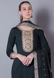 Black Silk Readymade Pant Style Suit