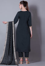 Load image into Gallery viewer, Black Silk Readymade Pant Style Suit
