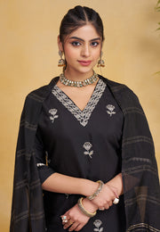 Black Silk Readymade Pant Style Suit