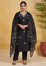 Load image into Gallery viewer, Black Silk Readymade Pant Style Suit
