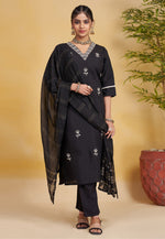 Load image into Gallery viewer, Black Silk Readymade Pant Style Suit
