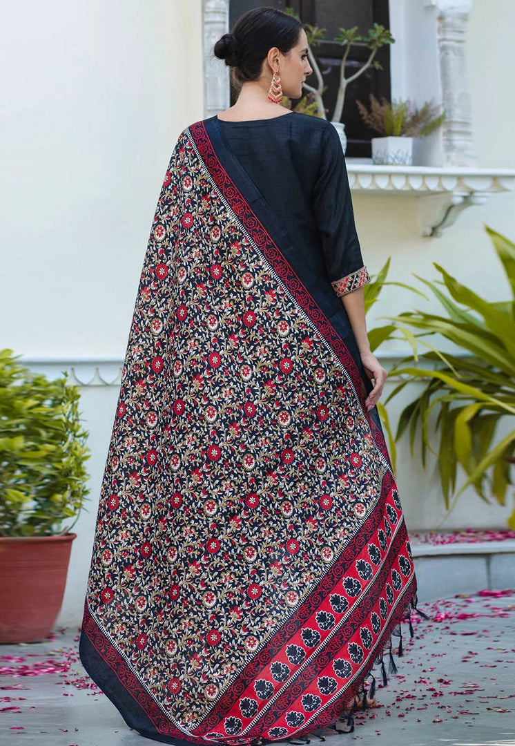 Black Silk Readymade Pant Style Suit