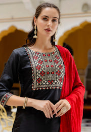 Black Silk Readymade Pant Style Suit