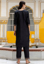 Load image into Gallery viewer, Black Silk Readymade Pant Style Suit
