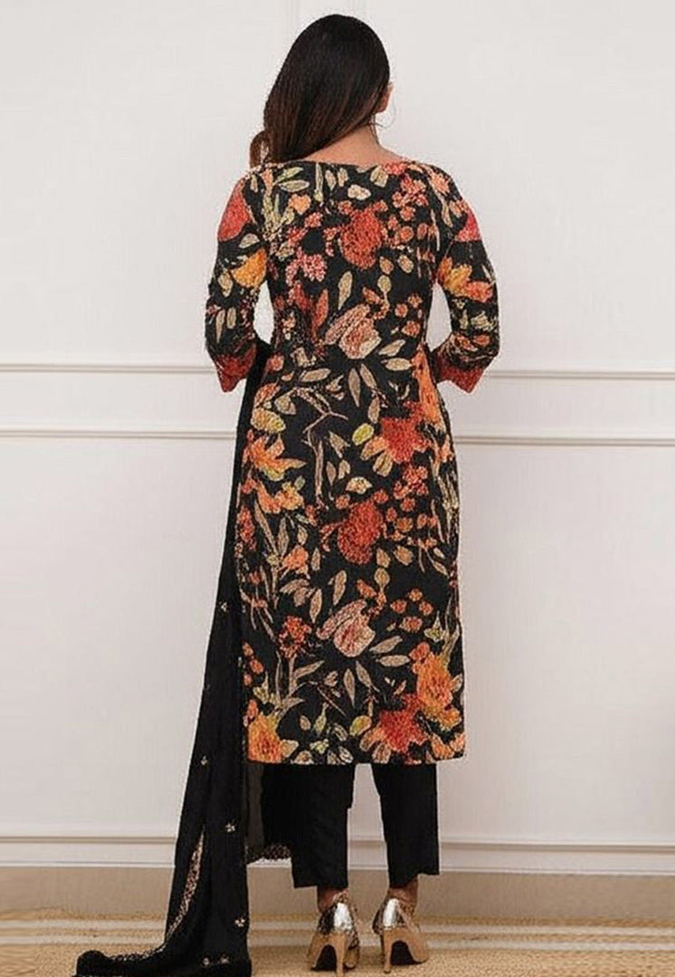 Black Silk Readymade Pant Style Suit