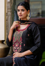 Load image into Gallery viewer, Black Silk Readymade Pant Style Suit
