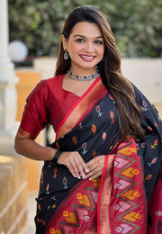 Black Silk Saree With Blouse
