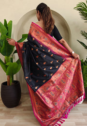 Black Silk Saree With Blouse
