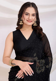 Black Silk Saree With Blouse